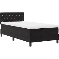 vidaXL LED Box Spring Bed met hoofdeinde Zwart 100 x 200 cm Fluweel