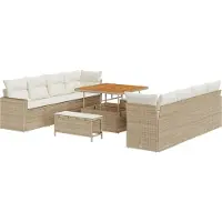 vidaXL Tuinbank Set 12 st 12-Aantal zitplaatsen Beige en Crème