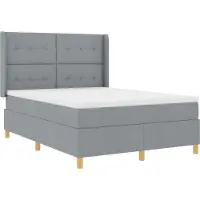 vidaXL Boxspring bed met hoofdeinde Lichtgrijs 140 x 200 cm Stof
