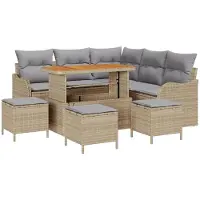 vidaXL Tuinbank Set 8 st 7-Aantal zitplaatsen Beige en Lichtgrijs