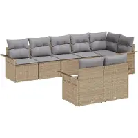 vidaXL Tuinbank Set 8 st Beige poly rattan
