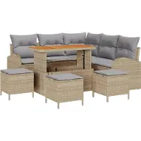 vidaXL Tuinbank Set 9 st 8-Aantal zitplaatsen Beige en Lichtgrijs