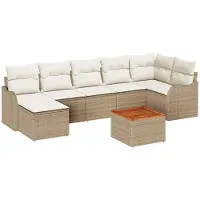 vidaXL Tuinbank Set 8 st Beige en Crème poly rattan