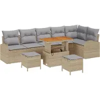 vidaXL Tuinbank Set 9 st 8-Aantal zitplaatsen Beige en Lichtgrijs