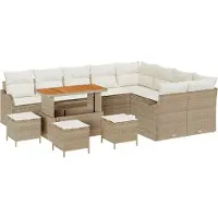 vidaXL Tuinbank Set 13 st 12-Aantal zitplaatsen Beige en Crème