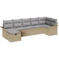 vidaXL Tuinbank Set 7 st Poly rattan