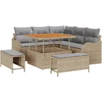 vidaXL Tuinbank Set 8 st 7-Aantal zitplaatsen Beige en Lichtgrijs