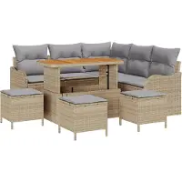 vidaXL Tuinbank Set 9 st 8-Aantal zitplaatsen Beige en Lichtgrijs