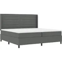 vidaXL LED boxspringbed met matras, donkergrijs, 200 x 200 cm, gestoffeerd