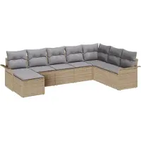 vidaXL Tuinbank Set 8 st Beige Poly rattan