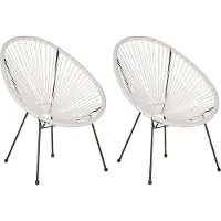 Beliani ACAPULCO II - Tuinstoel set van 2 - Wit - PE rotan