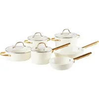 Beliani ELITE PRO - 10-delige potten en pannen set - Gebroken wit - Aluminium