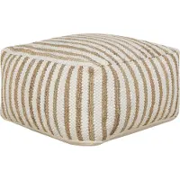 Beliani ALMATTI - Poef - Beige/Wit - Jute