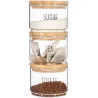 Sass & Belle Voorraadpotten Tea/Coffee/Sugar van Glas en Bamboe