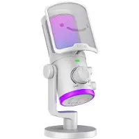 Fifine AM6 - Gaming Condensator Microfoon - Streaming Podcast - Noice Cancelling - Mute Knop - USB RGB - Wit