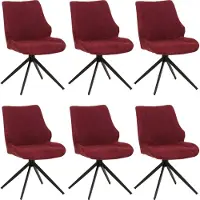 Mendler Set van 6 eetkamerstoelen -O48, keukenstoel, draaibaar met Auto-Return, stof/textiel chenille (320 g/m²) ~ bordeaux