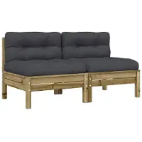 vidaXL - Tuinbanken - 2 - st - zonder - armleuningen - met - kussens - hout