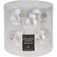 Home & Styling kerstbal glas iriserend 80mm set van 6 decoratie.
