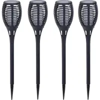 Pro Garden 6x Solar fakkels/toortsen vlam effect zwart tuinverlichting op