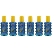 Nivea | 6 x SUN 200 ml zonnebrandspray SPF 30 | UV dry protect Sport | transparant spray