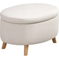 HOMCOM opbergpoef ovaal - Zitbank met opbergruimte, Voethocker - Beige