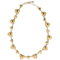 Manfield - Dames - Goudkleurige hartjes ketting - Maat 1