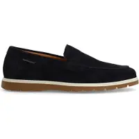 Manfield Donkerblauwe suède loafers | Maat 45