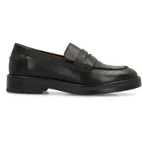Manfield Klassieke zwarte leren loafers | Maat 41
