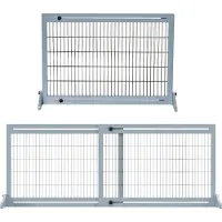PawHut - Houten Hondenhek - Uitschuifbaar - Vrijstaand - Grijsblauw