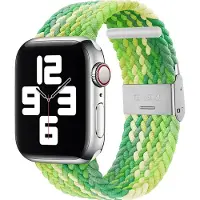 Mobigear Nylon Watch bandje geschikt voor Apple Watch Bandje Klemsluiting | Braided - 49/46/45/44 mm - Lime