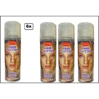 Goodmark 6x Haarspray multiglitter 125 ml - ontvlambaar - Festival thema feest party verjaardag carnaval glitters