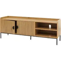 Mendler TV-rek -O39, TV-meubel TV-tafel Lowboard TV-kast Commode, melamine MDF 56x150x40cm ~ naturel