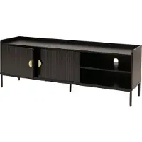 Mendler TV-rek -O39, TV-meubel TV-tafel Lowboard TV-kast Commode, melamine MDF 56x150x40cm ~ houtlook zwart
