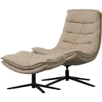 Woood Kube Draaifauteuil Met Hocker - Chenille stof - Naturel