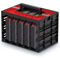 Kistenberg Kast met 5 sorteerbakken TAGER CASE (scheidingswanden), afmetingen: 415x290x290 mm - kleur: zwart