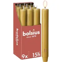 Bolsius - 9 Dinerkaarsen Rustiek Extra Breed - Beige - 23 cm - Diameter 3 cm - 15 Branduren