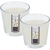 Atmosphera geurkaars - 2x - vanille geur - 40 branduren - wit - in glas - aroma/geurkaars