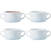 Luminarc Soepkommen Essential - 8x - wit - D9.5 x 6 cm - porselein - schaaltjes met oren - ontbijt/hapjes - stapelbaar