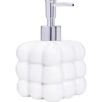 QUVIO Zeepdispenser vrijstaand met bolletjes patroon – Keramiek – Wit – 350ML