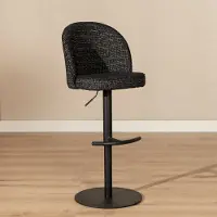 Livin24 Barkruk Odin gemêleerde stof zwart 63-83 cm