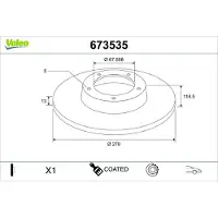 Valeo 673535 Remschijf