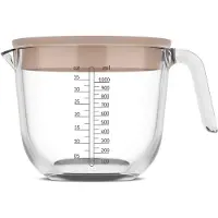 Mepal Glas maatbeker met deksel Chef it - 1 l - Maataanduiding - Vaatwasmachine-. magnetron- en ovenbestendig - Bakspullen - Chalk