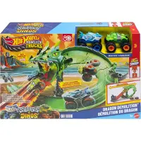 Hot Wheels Monstertrucks - Haaien vs. Dino's Draak Vernietiging