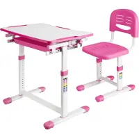 En.casa Kinderbureauset Sala kindertafel met 1 stoel roze en wit []