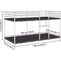 vidaXL Stapelbed zonder matras 107x203 cm staal zwart