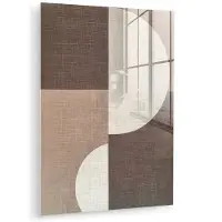 MuchoWow Glasschilderij 120x160 cm - Schilderij acrylglas - Raster - Halve cirkels - Contrast - Foto op glas - Muurdecoratie woonkamer - Wanddecoratie slaapkamer - Schilderijen