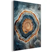 MuchoWow Aluminium schilderij 30x40 cm - Wanddecoratie metaal - Cirkel - Ringen - Steen - Tinten - Metalen muurdecoratie woonkamer - Decoratie industrieel - Foto op dibond - Industriële accessoires slaapkamer