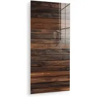 MuchoWow Glasschilderij 40x80 cm - Schilderij acrylglas - Houten plankpatroon - Warmte - Natuurlijk - Foto op glas - Muurdecoratie woonkamer - Wanddecoratie slaapkamer - Schilderijen