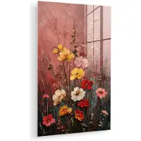 MuchoWow Glasschilderij 120x180 cm - Schilderij acrylglas - Bloemenboeket - Fijne details - Roze - Foto op glas - Muurdecoratie woonkamer - Wanddecoratie slaapkamer - Schilderijen