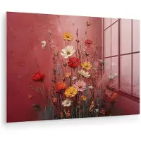 MuchoWow Glasschilderij 180x120 cm - Schilderij acrylglas - Bloemenboeket - Diepte - Tastbare textuur - Foto op glas - Muurdecoratie woonkamer - Wanddecoratie slaapkamer - Schilderijen